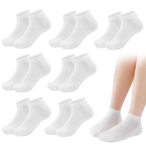 Wegwerpsokken voor kinderen, reizen, 7 stuks Portable White Sportsokken Klein formaat Meisjes Sokken Maat 9-12, Wit, One Size