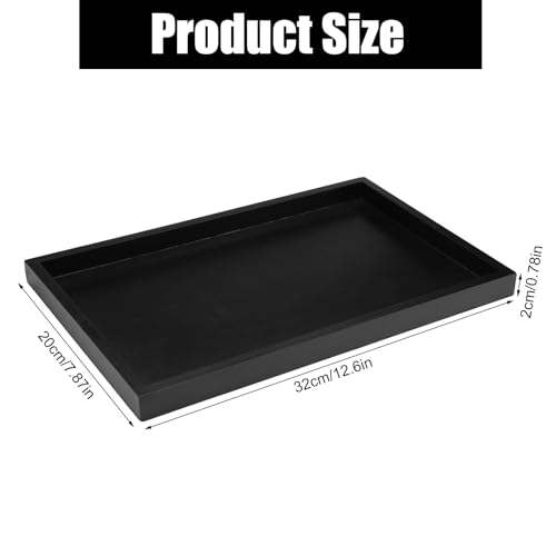 Houten Tray, Rechthoekig, 32 x 20 x 2 cm, Antibacterieel, Anti-Mould Keuken Tray voor Thee, Dranken, Koffie, Snacks, Fruit, Huis, Keuken, Badkamer, Restaurant en Bar (Zwart)