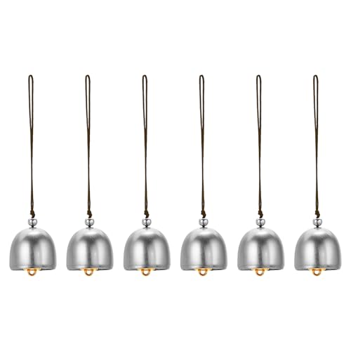 6 stuks Wind Chime Hangklokken Temple Clocks Retro buiten hangen metalen Chinese Wind Chime Ronde voor Outdoor Garden Camping, Zilver Bruin