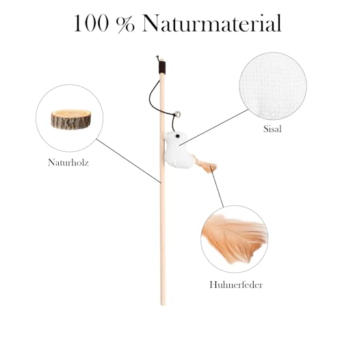 6st Interactieve Kattenspeelgoed, Kattenstok, Kattenspeelgoed Kitten, Kat Accessoires met Veren, Kattenspeelgoed voor Binnenkatten, Kattenspeelgoed Stick met Bell, Intelligente Speelgoed voor 4