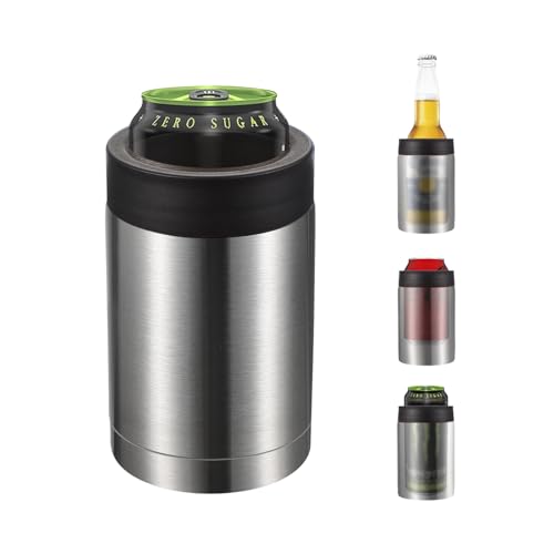 Slim Can Cooler, 12oz Skinny kan geïsoleerd bier sleeve Drinkhouder voor bier soda koffie gewone blikken en flessen, zilver