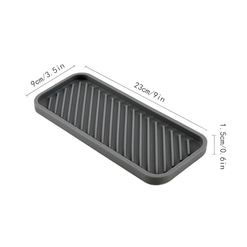 2 stuks Siliconen Spoelbakje, Non Slip Badkamerbakje, Siliconen sponshouder, Sink Bin Organizer, Zeepbakjes, Droogmat voor Badkamer Countertop, Vanity, Keuken (Wit, grijs)