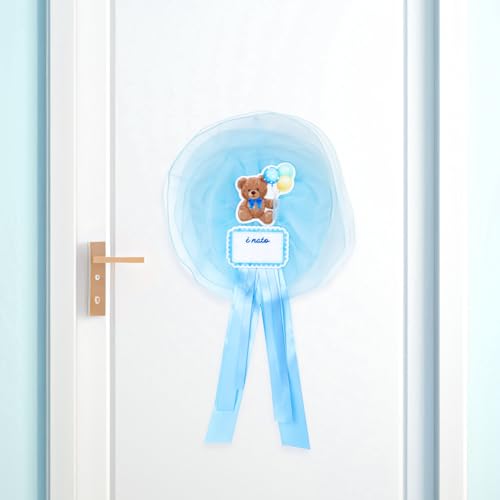 Boeg voor de geboorte, Jongens, Lichtblauw, Kookkaart, Geboorte, Buiten, Boeg, Beer, Kind met Naam, Schrijfbare Decoratie, Gast Giften voor Geboorte, Doop, Hang op Window Door 3