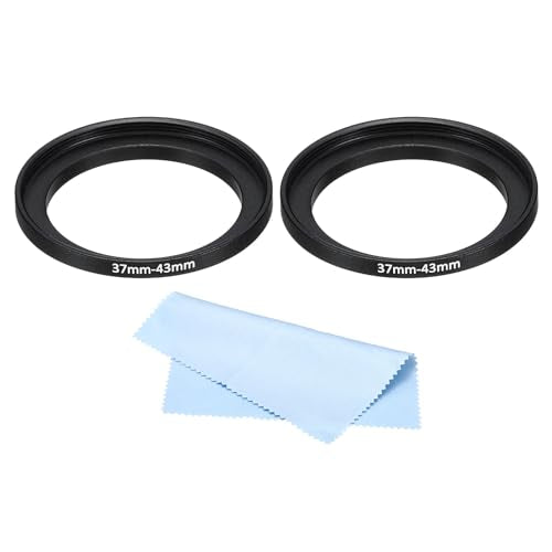 43mm-39mm metalen Lowering Ring met reinigingsdoek, 2st Camera Lens Filter Adapter Ring Aluminium Filter Adapter Ring voor Camera Ones, Cap, Zwart