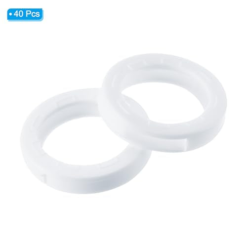 Tags sleuteldop, 40st Plastic Key Cap Cover Rings Sleutels Identificatie Codering Ring Label ID geval voor Office Home Appartement, Wit(1,8cm ID) 3