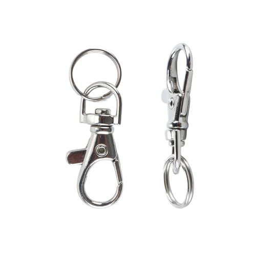 30 stuks draaibare kreeftensluitingen en sleutelhangers, zilveren karabijnhaken met O-ringen voor knutselen, lanyards, sieraden en sluitelhangers