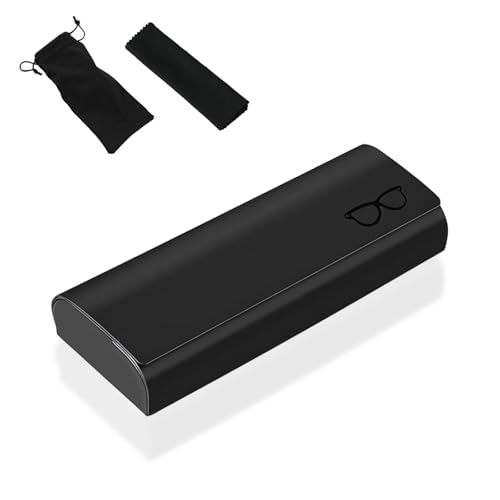 Zonnebril Case Hard Case Set, PU lederen glazen Case Hard Black Glazen Case Zonnebril, met glazen Reiniging Kleding en Opbergzak, voor zonnebrillen, Het lezen van glazen