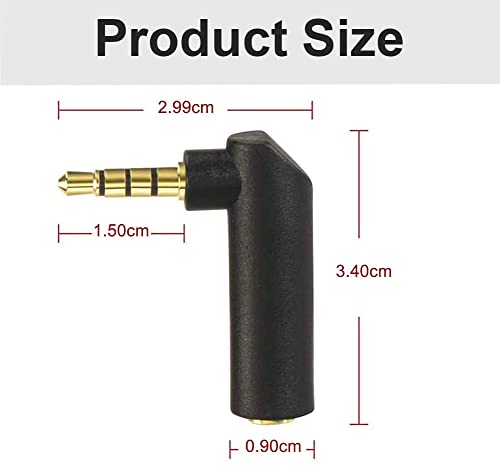 5 stuks 3.5mm Jack Angle Adapter, Audio Adapter, 3.5mm gebogen, Plug naar Socket, 90 graden Rechthoekig, Goud Verguld, TTRS 4 Pin Stereo Jack Plug, AUX Plug