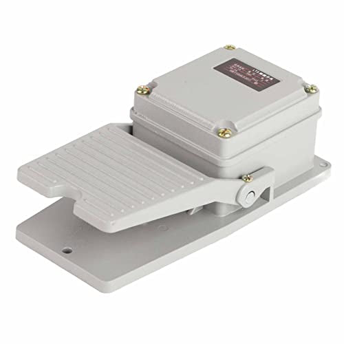 AC 250V 15A 1NO 1NC Voetschakelaar Momentary Aluminium, Industrial Momentan Metalen voetschakelaar, met Kabelingang [Energieklasse A+]