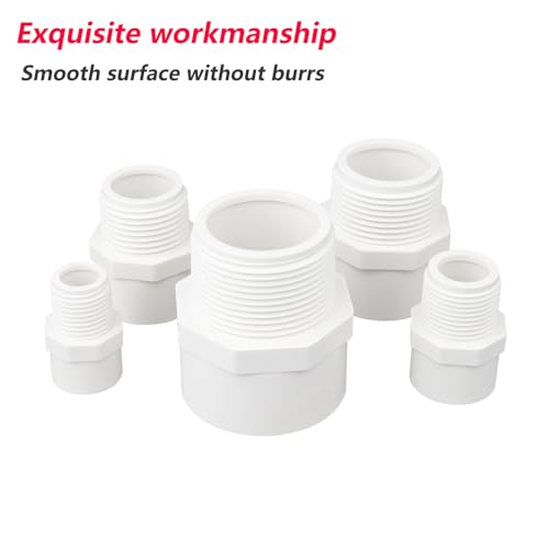2 stuks PVC Pipe Fittings, 32mm x 1/2 inch Man Thread Pipe Fittings Adapter Connector, voor PVC Hookah Accessoires (Slip to Male Thread) 4