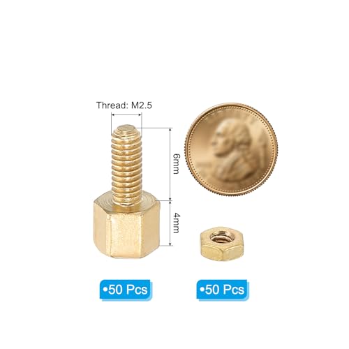 M2.5x4mm + 6mm Spacer Schroeven, 100st Man tot vrouw Zeshoekig messing Circuit Board Spacer Standoff Schroefmoer Assortiment Set voor PCB Board van PCB