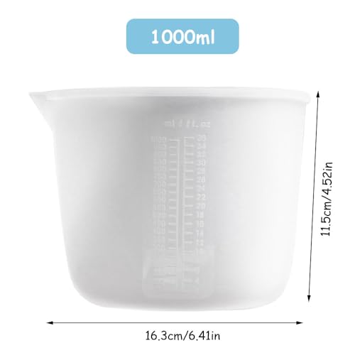 Siliconen meetbekers, 1000ml Grote Siliconen meetbeker Epoxyhars, Meetbekers met meting voor handwerk, Siliconen meetbeker, Epoxy Resin keuken mallen voor keuken DIY Ambacht
