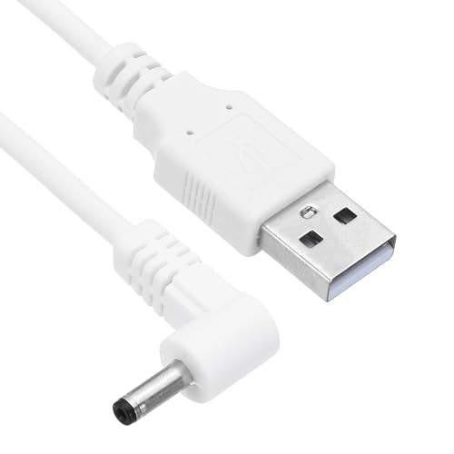 Power Cord 3ft USB 2.0 Type A naar DC 3.5 x 1.35mm Angle 90 Degree, Jack Connector, Laadkabel voor Adapter Connection 3 Pack voor Fan Speaker Lamp, Wit 4
