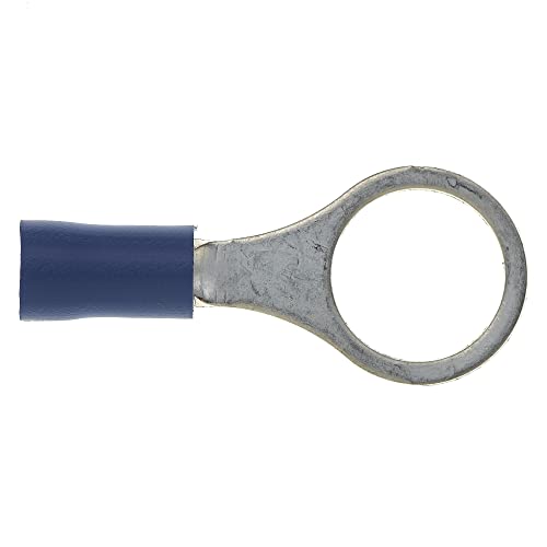 Ring Crimp Terminal - Pack of 100, Blue, 10mm, 30A, 16-14 AWG - Heat Shrink Ring Connectors, Tinned Copper Connectors, isolatie Ring Wire Terminals 4