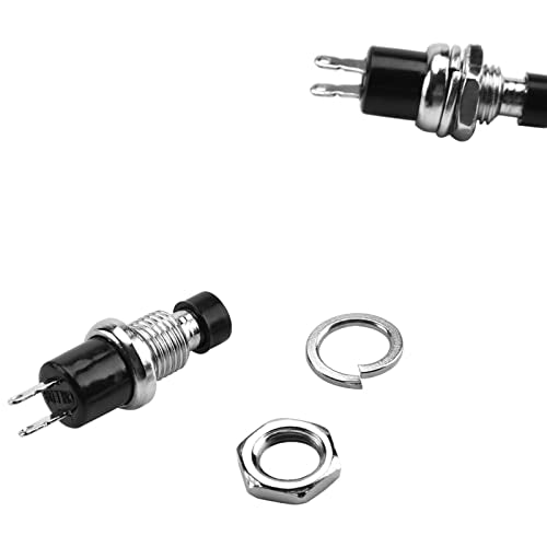 Momentary Switch Mini Knoppen, 8st PBS-110 ronde Mini metaal zonder slot Plastic Automatische automatische reset Pushknop Switch zwart 4