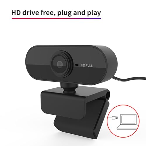 Full Hd 1080P, Cam Circle Camera voor Video Rollen en opnemen USB-pc Computer Mac Laptop Desktop Plug Speel 360° Flexibele Rotatable Clip1080P met Microfoon Webcam (Zwart)