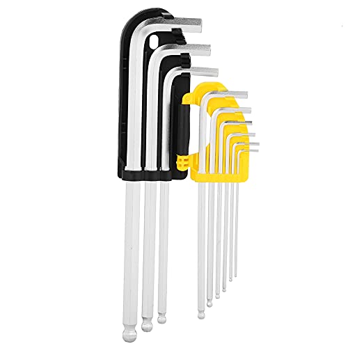 Allenmoersleutel, 9 stuks Cr V Hex sleutelset 1.5mm10mm met bal einde, lange arm Hex sleutelset Schroevendraaier gereedschap voor gemakkelijke thuis reparatie en algemene toepassingen