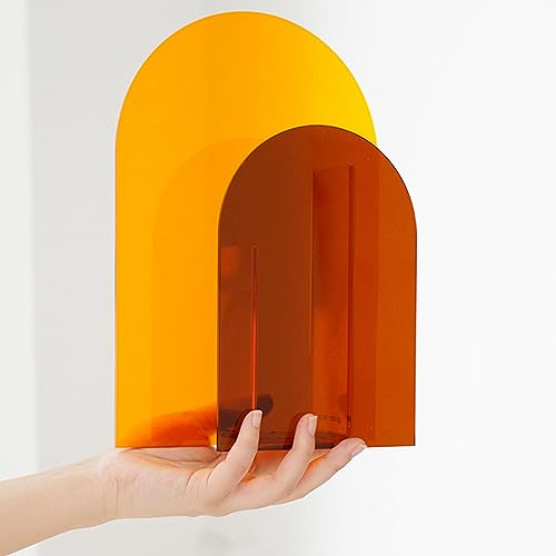 Geometrische vaas, decoratieve vazen, kantoor innovatieve acryl bloem vaas Ornament Kleurrijke stijlvolle bloem basis voor woonkamer Home Decor(oranje)