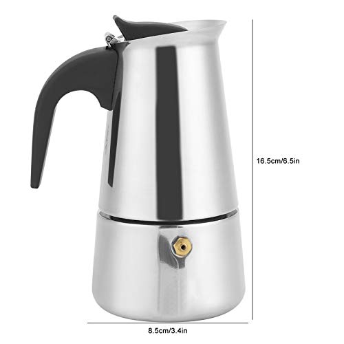 Roestvrij staal 4 kopjes 200 ml Draagbaar roestvrij staal Burning Protection Classic Moka voor keuken kantoor inductie 4