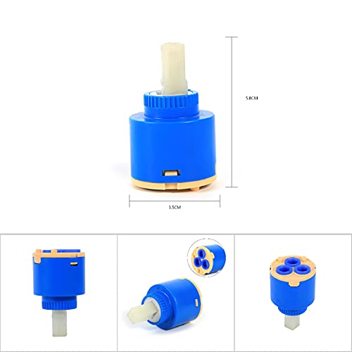 Vervanging Keramische cartridge waterkraan, Blue Flat Feet Drie Hole Single Sealing Innerlijke Control Faucet Valve Mixer Tap(35mm) 3