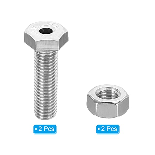 2 Set M10 x 35mm Holle buitenkant Zeshoek Schroef Cilindrische Lamp Schroeven met schroefdraad door gaten Schroef met Noot 304 Roestvrij staal 3
