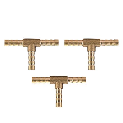 Messing Tee, 5 stuks lucht water olie gas slang slang connector koper slang Verzegelen 6/8/10/12mm (6mm) 5