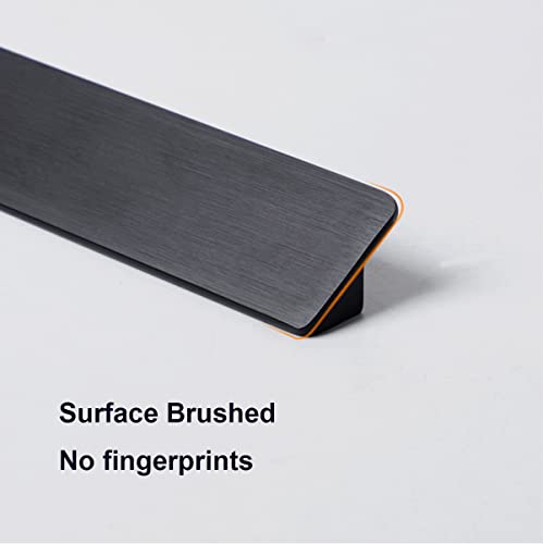 10 eenheden Slanke kast handvat Trek knoppen Dresser lade Keuken kast handvat Sets, aluminium, Solid, Hole Spacing 64mm, Black Brushed