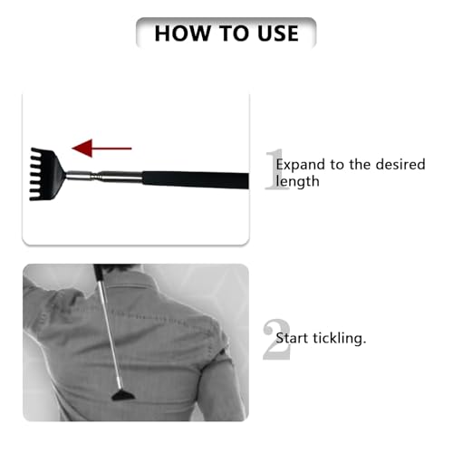 2 stuks Scratcher Handen met telescopisch roestvrij staal terug Scratcher voor volwassenen Mannen Vrouwen - Draagbaar en uitschuifbaar (20cm tot 68cm) 3