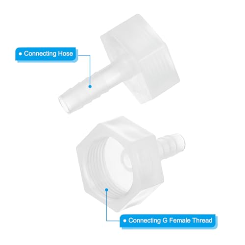 Set van 5 kunststof slangweerhaken, 5/16 inch weerhaak x 3/4 inch G binnendraad adapter connector pijpenfitting voor water vloeibare lucht gas brandstof 4