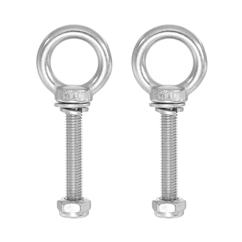 Ringoogschroeven, M10 x 70 Male Thread Roestvrij staal 304 met Seal Hex Nut Flat Washers voor het ophangen van draad touw ketting, 2 sets