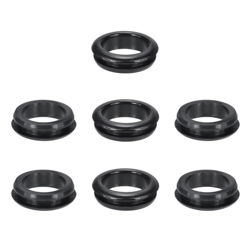 Siliconen rubberen ringen, 7 stuks 1-1/2 inch (38mm) Boorgat, 1-1/4 inch (32mm) Binnendiameter. Top Hat Wire Seal Rubber Stops voor bedrading bedrading systeem firewall, zwart