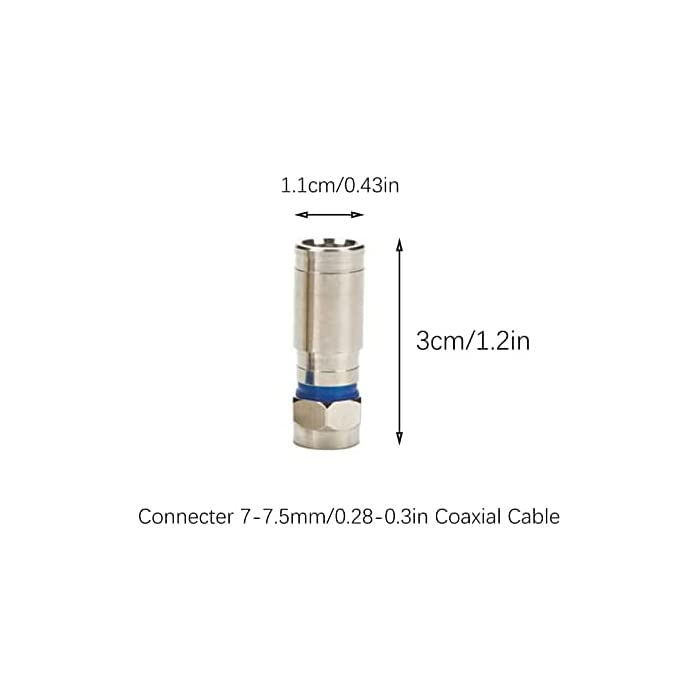 Sea SAT F-Quick Mount Connector HD Satellite Cable Compressie Plug F Compressieplug 7-7.5mm Coaxiale Kabel Antenne Kabelspanningstangen TV Antennekabel Coaxiale volledig metaal 3