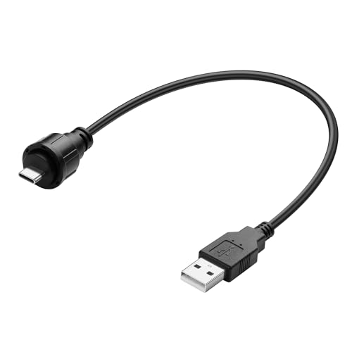 USB2.0 naar USB C Kabel USB C Man naar USB A 2.0 Man Tweeweg Transmissie Oplaadadapter met Threaded Vaste, 30cm/11.8in