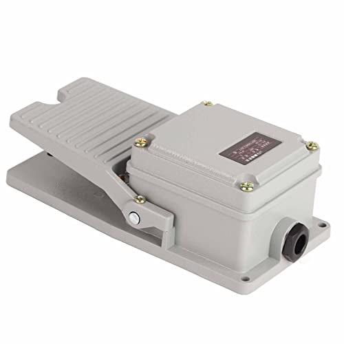 AC 250V 15A 1NO 1NC Voetschakelaar Momentary Aluminium, Industrial Momentan Metalen voetschakelaar, met Kabelingang [Energieklasse A+]