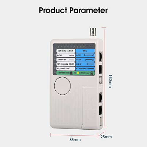 Netwerktester, RJ11 RJ45 Meter USB BNC 4 in 1 Draagbare LAN netwerkkabeltester afstandsbediening regeltester voor UTP STP Kabeltracker 3