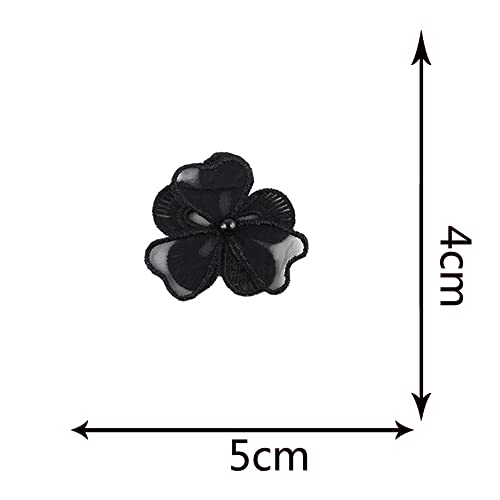 10 stuks Kant Organza Borduren Zwarte Parels Bloemen Appliqué Patches Appliqué Patches voor naaien, geborduurde ambachten en decoreren op kleding, gordijn, tafelkleed, tassen, sjaal 4