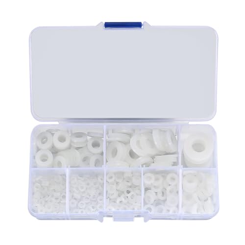 500st Witte Nylon ringen set - Plastic platte O-ring ronde pakking ringen Assortiment voor buizen, kranen, mechanische reparaties - M2/M2.5/M3/M4/M5/M6/M8/M10