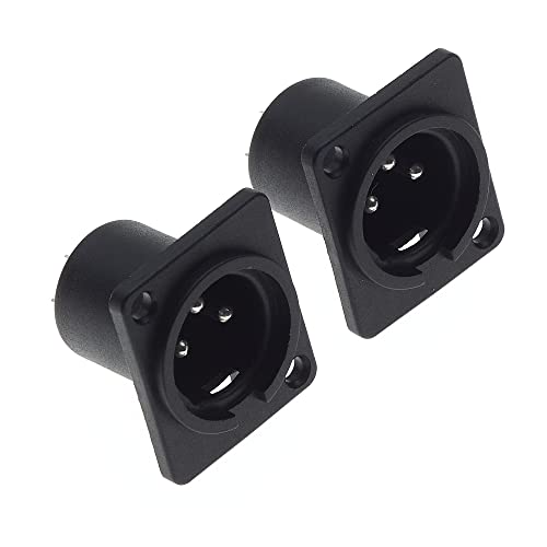 XLR Plug 3 Pole Chassis - Man Jack 3 Pin Solder Panel Mount Connector voor Microfoon Speaker Socket - Pack van 2