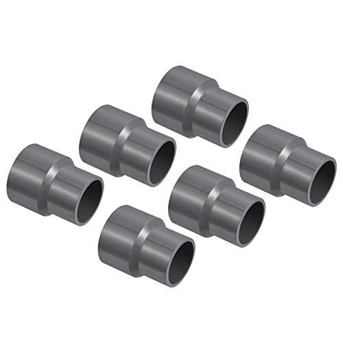 PVC Reducer Pipe Fitting 40x32mm, 6 Pack Straight Koppelaar Connector, Grey