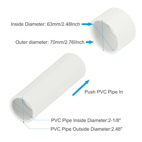 2-1/2" PVC Pipe End Cap Fitting, 6 Pack Meubilair Kwaliteit Pipe Plug Adapter Socket Fittings voor de bouw PVC meubels DIY Tuin Plank Ondersteuning Structuur Opslag, Wit 4