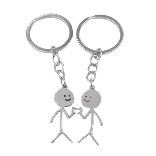 2 stuks paar sleutelhangers, metalen paar sleutelhangers, leuke leuke leuke hartvinger paar sleutelhanger, partner decoraties voor tassen, sleutels, decoratie, zilver, NO, siliver