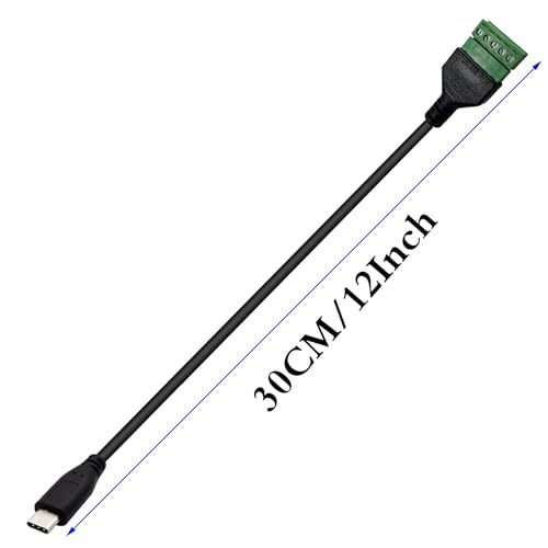 2 stuks terminal stekkers USB C, USB C mannelijke kabel, USB C stekker naar 5 pin terminal blok kabel USB C soldeervrije schroef terminals voor het laden en overbrengen van gegevens 3