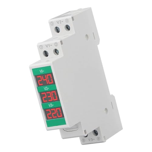 Trifase Spanningsmeter 3 Fase AC Voltmeter Din Rail Montage LCD Digitale Display Spanning Meter Elektrische Power Meter 60-450V Drie fase Voltmeter 60-450V Modulair 4