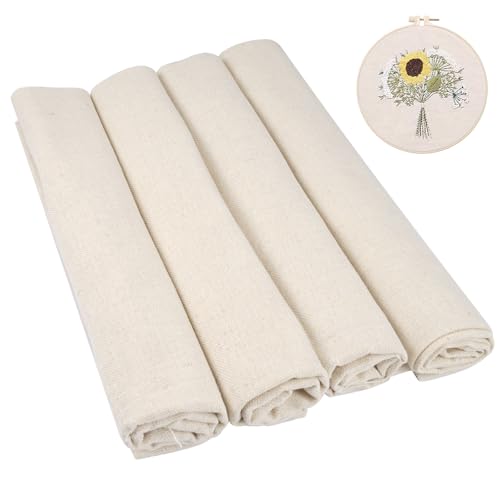 Verpakking van 4 borduurwerk stof, 50 x 50 cm, kruissteek stof, kan worden gesneden op maat, geen pilling, zachte en comfortabele Aida stof voor naaien, borduurwerk, tafelkleden, kussenhoezen en andere DIY ambachten