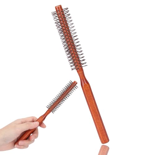Ronde haarborstel, Styling haarborstel, Ronde Styling haarborstel Curling Roller haarborstel Kleine houten borstel Unisex voor haardrogen thuis gebruik