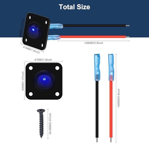 12V schakelplaat ronde switch 3-pins 12V 20A/24V 10A 1Groep LED Rocker Switch voor auto, boot, vrachtwagen, blauw