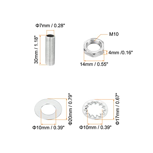 M10 draad 1.18 Inch Lamp Kabel Kit met slot Noten Wasmachines Assortiment Hardware voor Chandelier Plafond licht DIY Gegalvaniseerd
