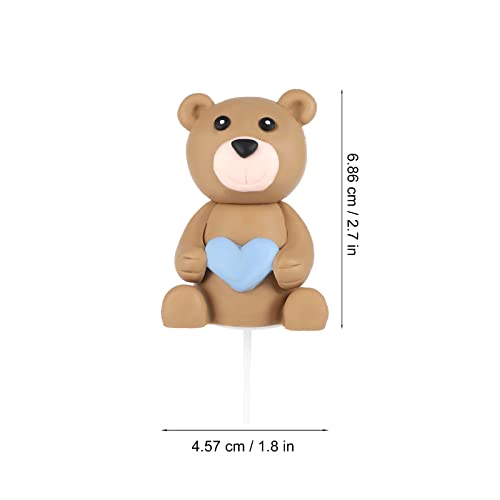 Teddy Bear Cake Toppers, 7x4.5cm Teddy Bear Cake Topper Bow Tie Teddy Bear Cake Decoraties voor Baby Douche Verjaardag Party Anniversary Decoration (Brown)