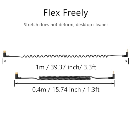 90 graden USB type C veerkabel, 5Gbps, intrekbare USB3.0 tot USB C Oplaadkabel en gegevensoverdracht voor telefoon, tablet, andere USB C-apparaten (Down) 5