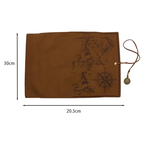 Zee Creative Treasure Map Retro Canvas leer grote capaciteit opgerolde potlood geval leuke eenvoudige schrijfbus Rolled Potlood geval